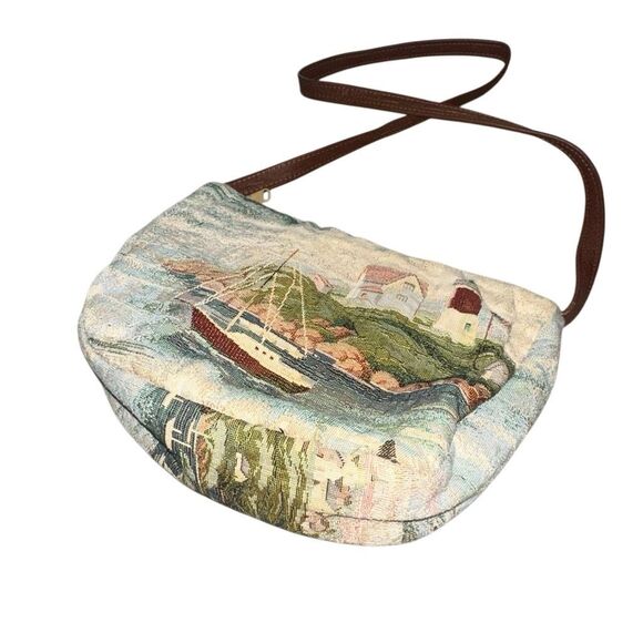 Portmanteau Portland Maine Tapestry Shoulder Bag Purse coastline lighthouse - Picture 2 of 8